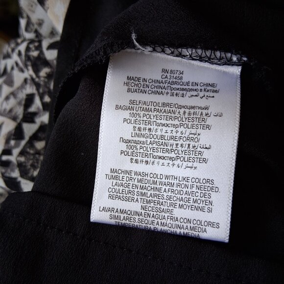 BCBG Black & White Abstract Sheer Sleeves Dress sz M /B9 - Picture 7 of 7